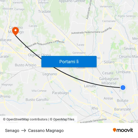 Senago to Cassano Magnago map