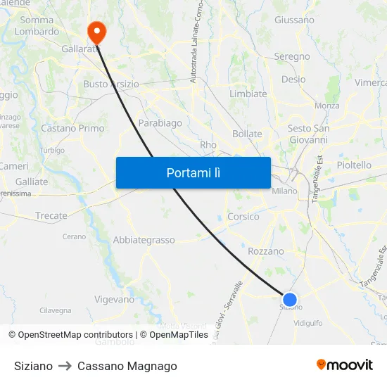 Siziano to Cassano Magnago map