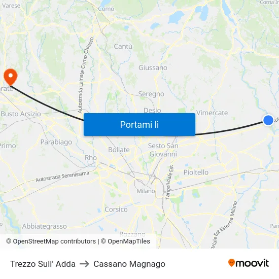 Trezzo Sull' Adda to Cassano Magnago map