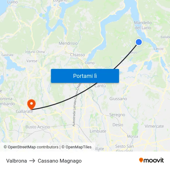 Valbrona to Cassano Magnago map