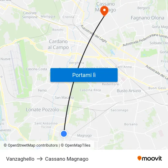 Vanzaghello to Cassano Magnago map