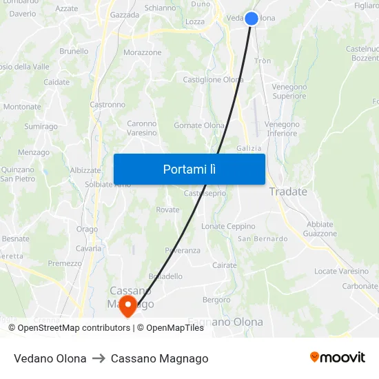Vedano Olona to Cassano Magnago map