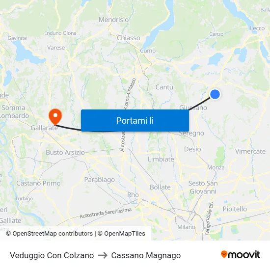 Veduggio Con Colzano to Cassano Magnago map