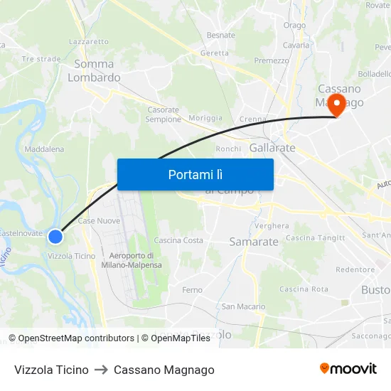 Vizzola Ticino to Cassano Magnago map
