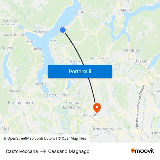 Castelveccana to Cassano Magnago map