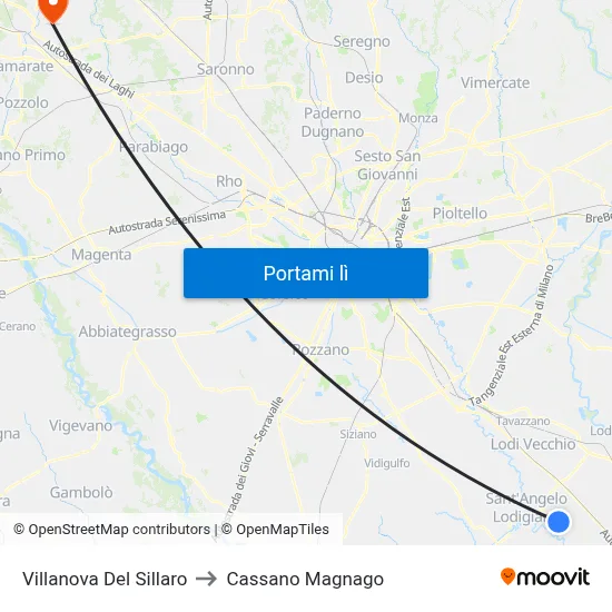 Villanova Del Sillaro to Cassano Magnago map