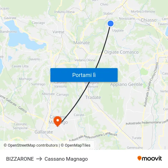 BIZZARONE to Cassano Magnago map