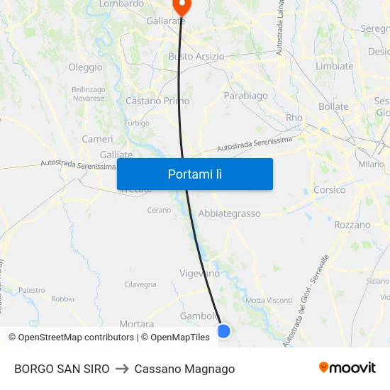 BORGO SAN SIRO to Cassano Magnago map