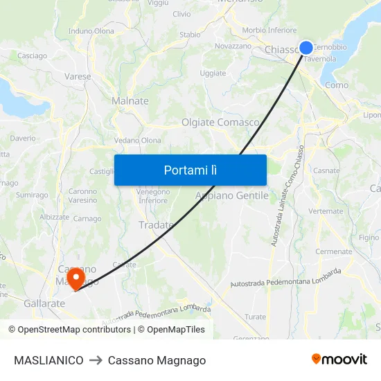 MASLIANICO to Cassano Magnago map