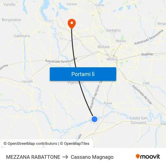 MEZZANA RABATTONE to Cassano Magnago map