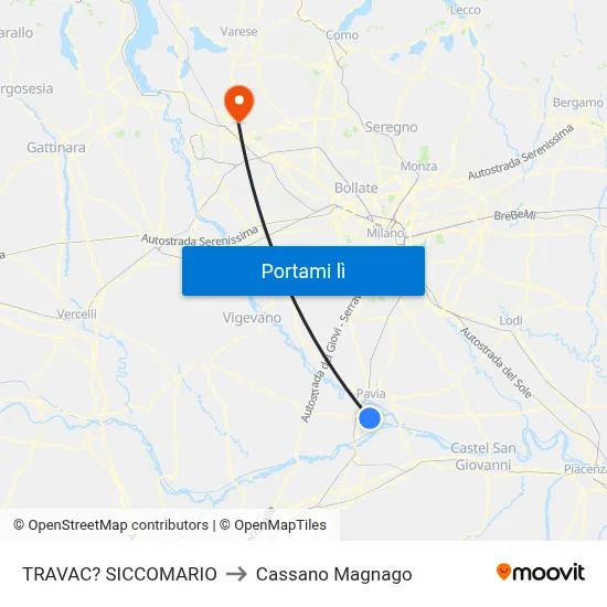 TRAVAC? SICCOMARIO to Cassano Magnago map