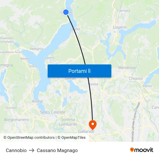 Cannobio to Cassano Magnago map