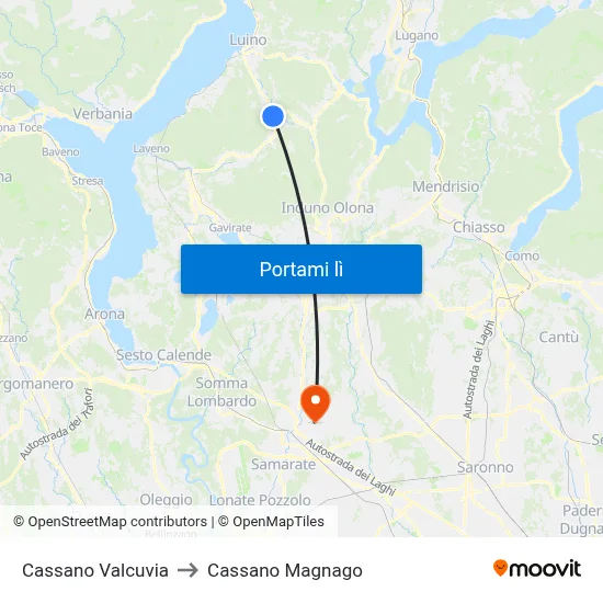 Cassano Valcuvia to Cassano Magnago map