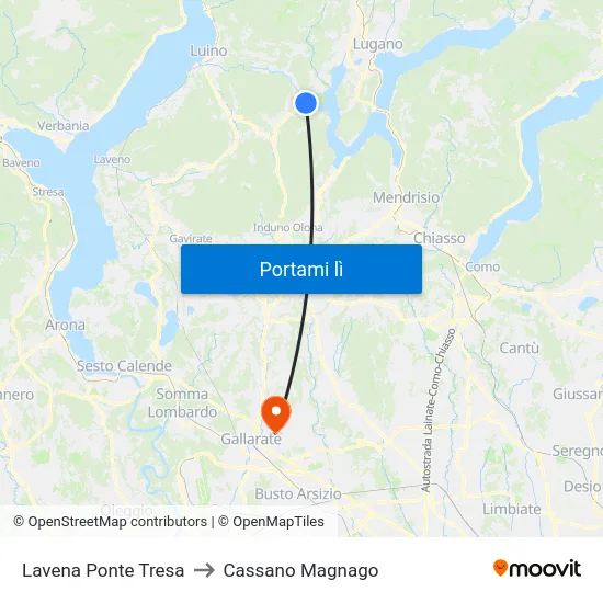 Lavena Ponte Tresa to Cassano Magnago map
