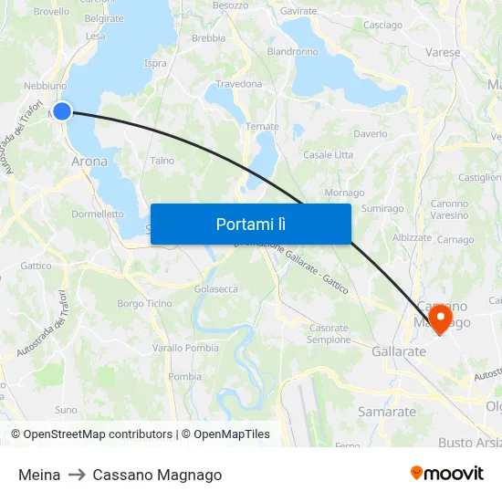 Meina to Cassano Magnago map