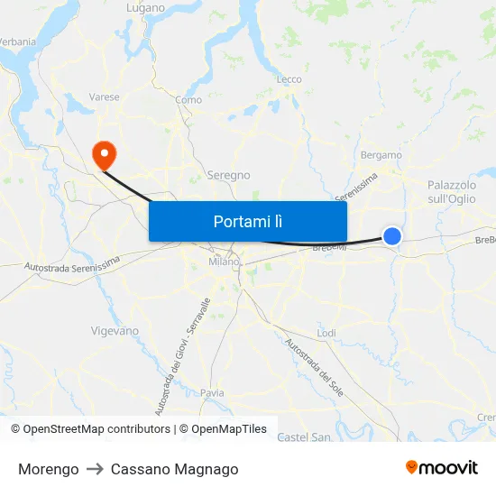 Morengo to Cassano Magnago map