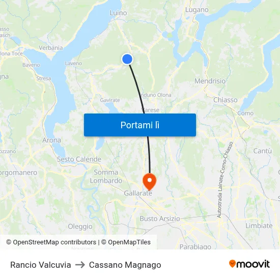 Rancio Valcuvia to Cassano Magnago map
