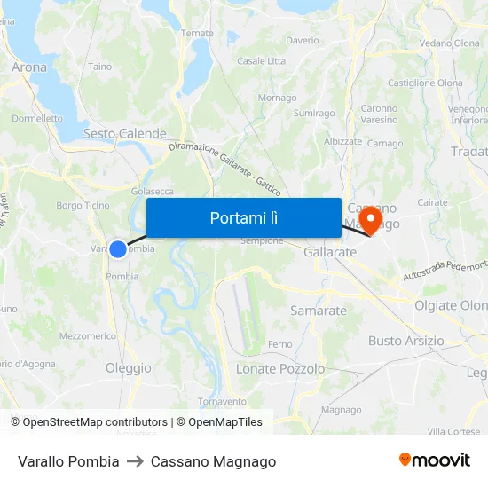 Varallo Pombia to Cassano Magnago map