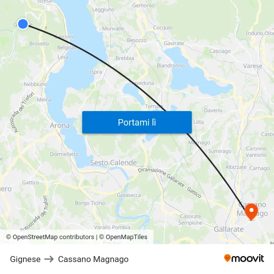 Gignese to Cassano Magnago map