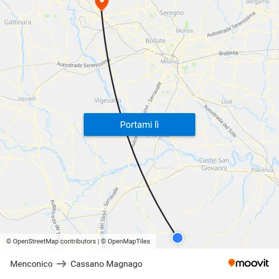Menconico to Cassano Magnago map