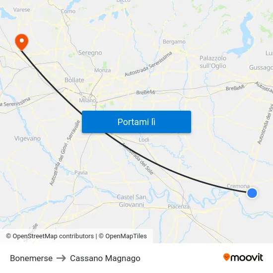 Bonemerse to Cassano Magnago map