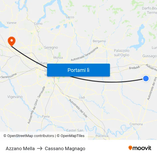 Azzano Mella to Cassano Magnago map
