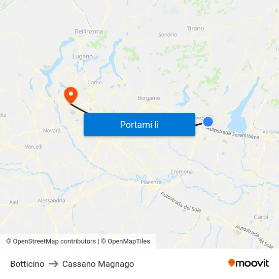 Botticino to Cassano Magnago map
