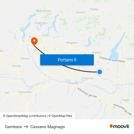 Gambara to Cassano Magnago map