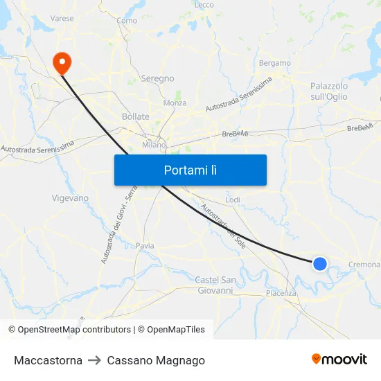 Maccastorna to Cassano Magnago map
