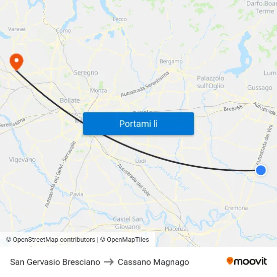 San Gervasio Bresciano to Cassano Magnago map
