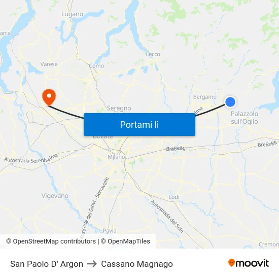 San Paolo D' Argon to Cassano Magnago map