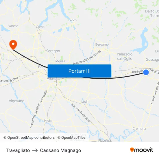 Travagliato to Cassano Magnago map