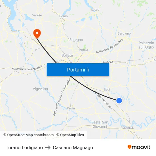 Turano Lodigiano to Cassano Magnago map