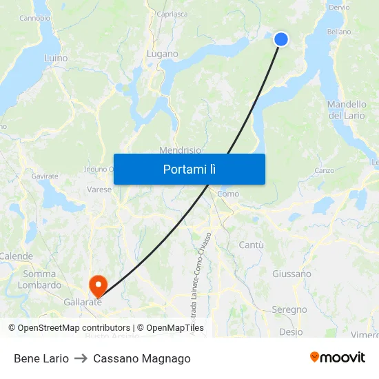 Bene Lario to Cassano Magnago map