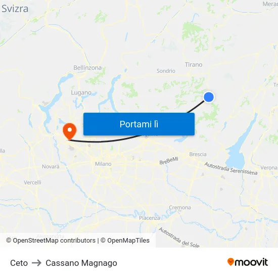 Ceto to Cassano Magnago map