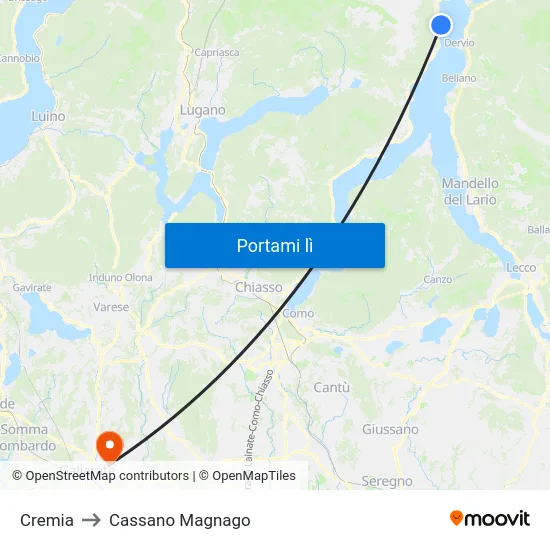 Cremia to Cassano Magnago map