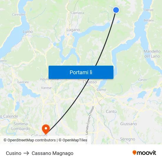 Cusino to Cassano Magnago map