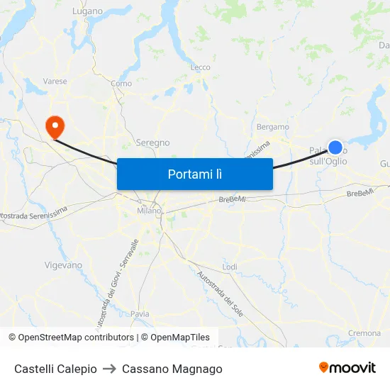 Castelli Calepio to Cassano Magnago map