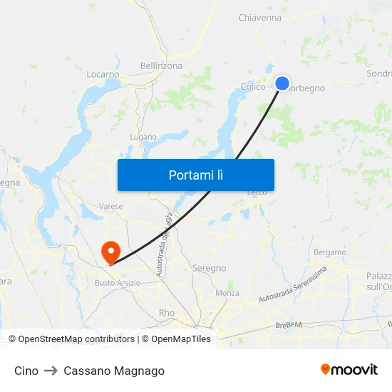 Cino to Cassano Magnago map