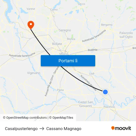 Casalpusterlengo to Cassano Magnago map