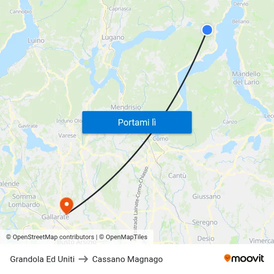 Grandola Ed Uniti to Cassano Magnago map