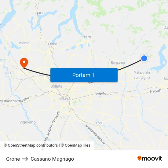 Grone to Cassano Magnago map