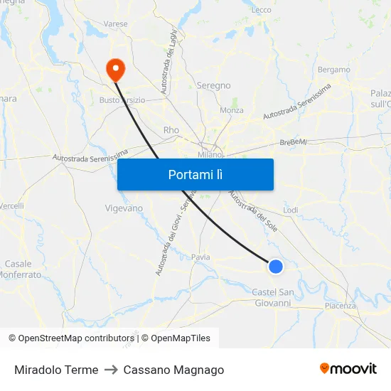 Miradolo Terme to Cassano Magnago map