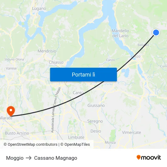 Moggio to Cassano Magnago map