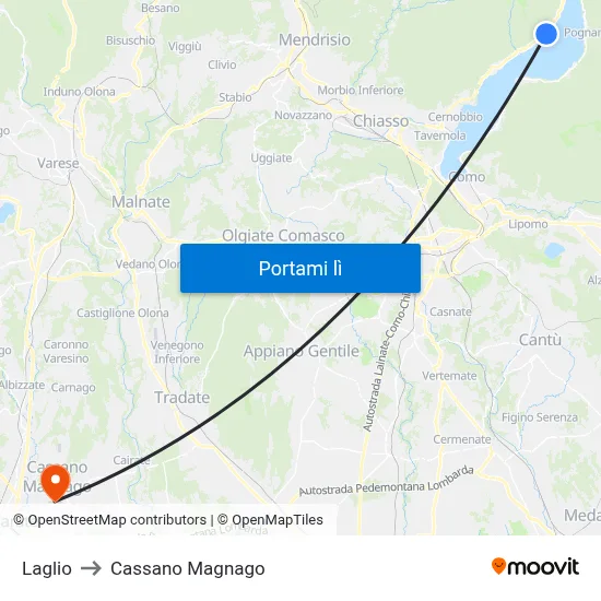 Laglio to Cassano Magnago map