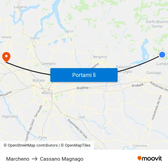 Marcheno to Cassano Magnago map