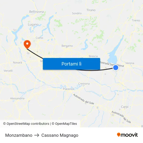 Monzambano to Cassano Magnago map