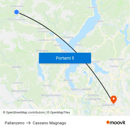 Pallanzeno to Cassano Magnago map