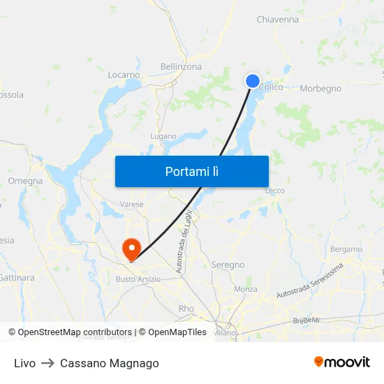 Livo to Cassano Magnago map