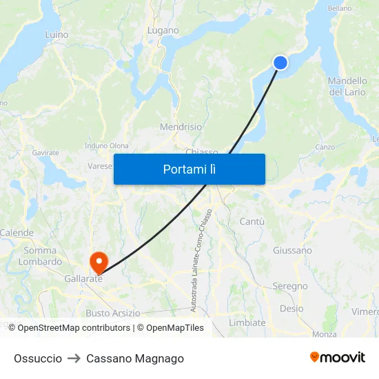 Ossuccio to Cassano Magnago map